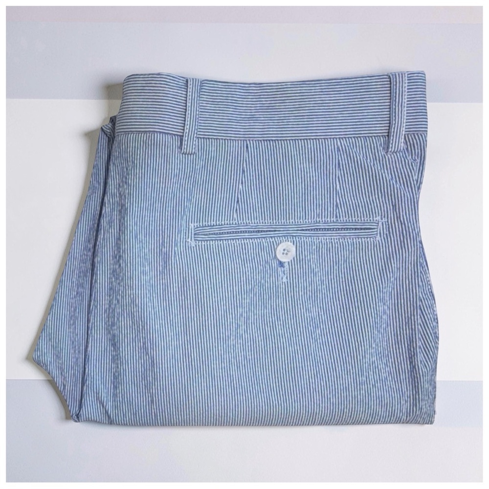 Ballin Men’s Blue White Stripe Cotton Stretch Tailored Pants | 35 | Quiet Luxury - Picture 7 of 10